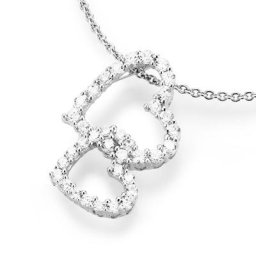 Smart Jewel Kette Herz an Herz mit Zirkonia Steinen, Silber 925 Ketten Weiss Damen