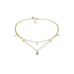 Elli PREMIUM Elli PREMIUM Halskette Layer Feder Labradorit Boho 925 Silber vergoldet Ketten Damen
