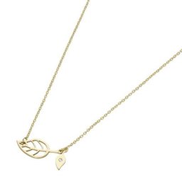 Luigi Merano Collier Blatt-Motiv mit Zirkonia, Gold 375 Ketten Gold Damen