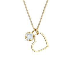 Elli Elli Halskette Herz Liebe Cut Out Kristalle 925 Silber Ketten Damen