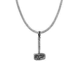 KUZZOI KUZZOI Halskette Männer Schlangenkette Hammer Anhänger 925 Silber Herrenschmuck Herren