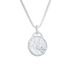 Elli DIAMONDS Elli DIAMONDS Halskette Diamant (0.03 ct) Plättchen Vintage Antike 925 Silber Ketten Damen