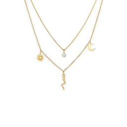Elli PREMIUM Elli PREMIUM Halskette Layer Mondstein Sonne Mond Schlange 925 Silber Ketten Damen