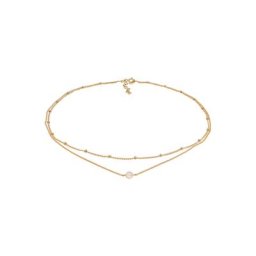 Elli Elli Halskette Choker Layer Look Kugelkette Rosenquarz 925 Silber Ketten Damen