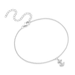 Smart Jewel Fusskette maritim mit Anker, Zirkonia Steine, Silber 925 Fußketten Silber Damen