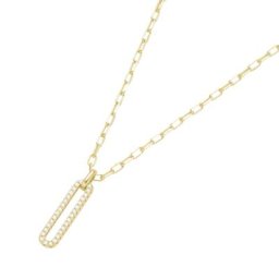 Giorgio Martello Milano Collier Mittelteil oval mit Zirkonia, gelb vergoldet, Silber 925 Ketten Gold Damen