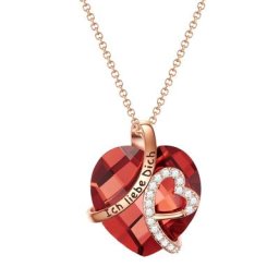 Rafaela Donata Halskette Herz mit Spruch ""Ich liebe Dich"" Messing Zirkonia in Roségold Ketten Damen