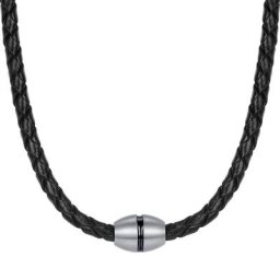 True Rebels Leder-Kette Echtleder in Schwarz Ketten Herren