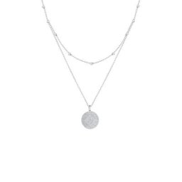 Elli Elli Halskette Münze Plättchen Kristalle 925 Silber Ketten Damen