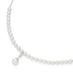 Giorgio Martello Milano Collier mit Muschelkernperlen, Perl-Behang mit Zirkonia, Silber 925 Ketten Weiss Damen