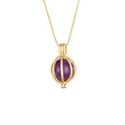 Elli PREMIUM Elli PREMIUM Halskette Amethyst Kugel Anhänger Rund 925 Silber vergoldet Ketten Damen