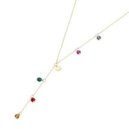 Luigi Merano Collier Y-Collier, farbige Kristallstein-Kugeln + 1 Plättchen, Gold 375 Ketten Gold Damen