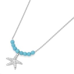 Smart Jewel Collier Seestern mit Zirkonia Ketten Petrol Damen