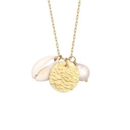 Elli PREMIUM Elli PREMIUM Halskette Kauri Muschel Plättchen Süßwasserperle 925 Silber Ketten Damen
