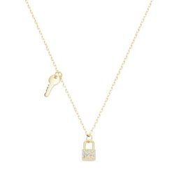 Luigi Merano Collier Schloss und Schlüssel, Zirkonia Steine, Gold 375 Ketten Gold Damen