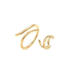 Elli Elli Schmuckset Ring Earcuff Wickellook 2er Set 925 Silber Schmuck-Set Damen