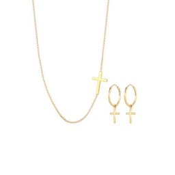 Elli Elli Schmuckset Kette Ohrringe Kreuz Religion Glaube 925 Silber Schmuck-Set Damen