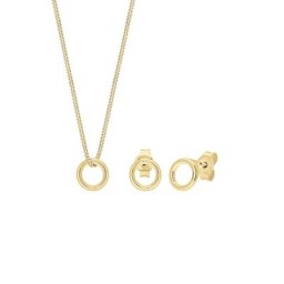 Elli PREMIUM Elli PREMIUM Schmuckset Kette Ohrstecker Kreis Geo Basic 375 Gelbgold Schmuck-Set Damen