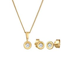 Elli DIAMONDS Elli DIAMONDS Schmuckset Solitär Klassisch Diamant (0.23 ct.) 585 Gelbgold Schmuck-Set Damen