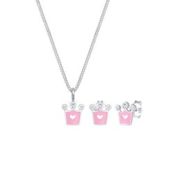 Elli Elli Schmuckset Kinder Herz Krone Kristalle 925 Silber Schmuck-Set Damen