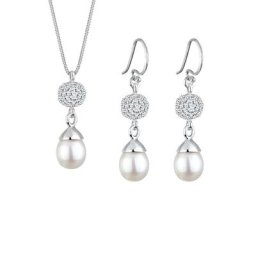 Elli Elli Schmuckset Perle Kristalle 925 Silber Schmuck-Set Damen