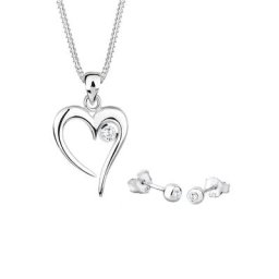 Elli Elli Schmuckset Herz Solitär Zirkonia In Love 925 Sterling Silber Schmuck-Set Damen