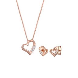 Elli DIAMONDS Elli DIAMONDS Schmuckset Herz Liebe Diamant (0.075 ct.) 925 Silber Schmuck-Set Damen