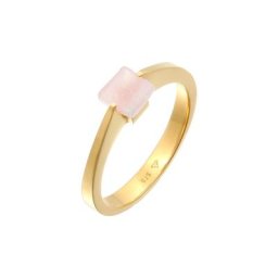 Elli PREMIUM Elli PREMIUM Ring Solitär Rosa Quarz Edelstein Viereck 925 Silber Ringe Damen