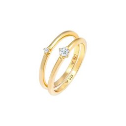 Elli DIAMONDS Elli DIAMONDS Ring Solitär Diamanten (0.125 ct.) 2er Set 925 Silber Ringe Damen