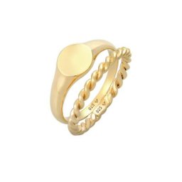 Elli Elli Ring Siegelring Basic Bandring Twist 2er Set 925 Silber Ringe Damen