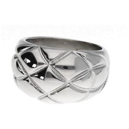 Jacques Charrel Ring topmodern mit struckturierter Oberfläche, Edelstahl Ringe Silber Damen