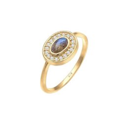 Elli Elli Ring Vintage Labradorit Edelstein Zirkonia 925 Silber Ringe Damen