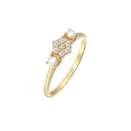 Elli DIAMONDS Elli DIAMONDS Ring Diamant (0.095 ct.) Süßwasserperle 375 Gelbgold Ringe Damen