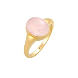 Elli Elli Ring Siegelring Rosa Quarz Edelstein Oval 925 Silber Ringe Damen