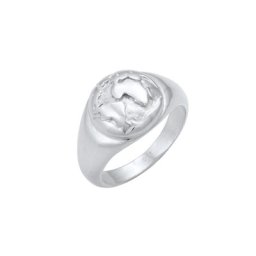 Elli Elli Ring Siegelring Globus Welt Reisen Trend 925 Silber Ringe Damen