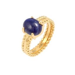 Elli PREMIUM Elli PREMIUM Ring Labis Lazuli Edelstein Oval 925 Silber vergoldet Ringe Damen