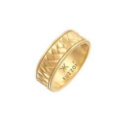 KUZZOI KUZZOI Ring Herren Bandring Fischgräten Vintage 925 Silber Herrenschmuck