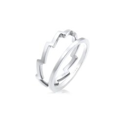 Elli Elli Ring Basic Bandring Zick Zack 2er Set 925 Silber Ringe Damen