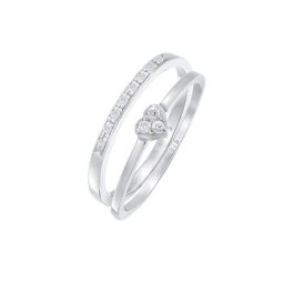 Elli Elli Ring Herz Memoire Zirkonia 2er Set 925 Silber Ringe Damen