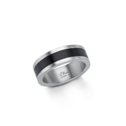 s.Oliver Ring für Herren, Edelstahl Herrenschmuck Weiss