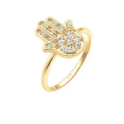Elli Elli Ring Hamsa Hand Zirkonia Boho Orient Symbol 925 Silber Ringe Damen