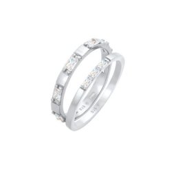 Elli Elli Ring Zirkonia Rechteck Bandring 2er Set 925 Silber Ringe Damen
