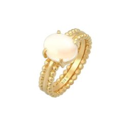 Elli PREMIUM Elli PREMIUM Ring Mondstein Edelstein Oval 925 Silber Ringe Damen