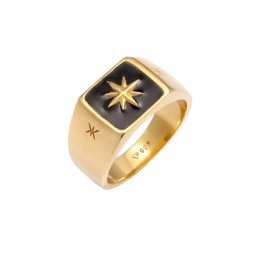 KUZZOI KUZZOI Ring Herren Siegelring Emaille Stern Basic 925 Silber Ringe