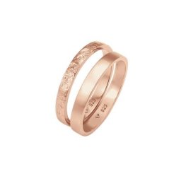 Elli Elli Ring 2er Set Bandring Basic Organic-Look 925 Silber Ringe Damen