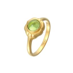Elli PREMIUM Elli PREMIUM Pierścień Damski pierścionek klasyczny z peridoytem zielony w pozłacanym srebrze 925 Sterling Silver Ringe Damen
