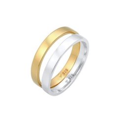 Elli Elli Ring Bandring Basic Bi-Color 2er Set 925 Silber Ringe Damen