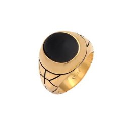 KUZZOI KUZZOI Ring Basic Herren Siegelring Oval Emaille 925er Silber Ringe