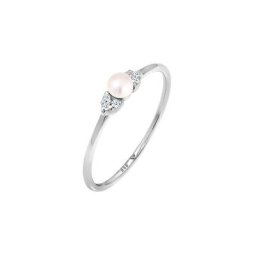 Elli DIAMONDS Elli DIAMONDS Ring Verlobung Perle Diamant (0.03 ct.) 585 Weißgold Ringe Damen