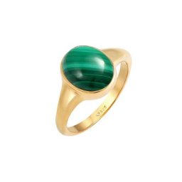 Elli PREMIUM Elli PREMIUM Ring Siegelring Oval Malachit Grün Klassik 925 Silber Ringe Damen